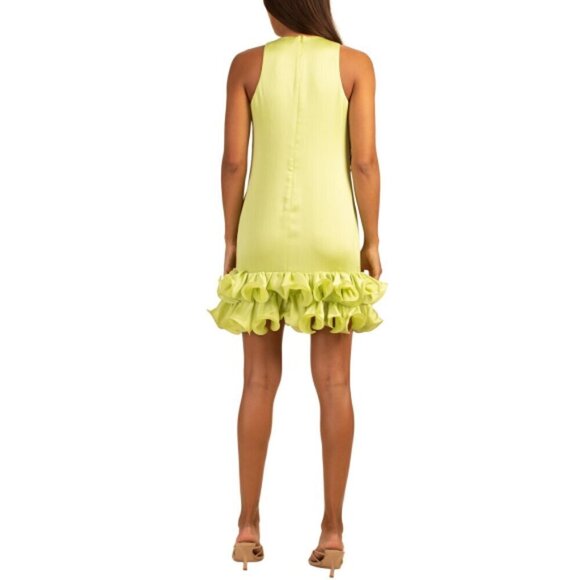 Trina Turk 'Feather' Ruffle-Hem Matte-Satin Sleeveless Mini-Dress, Limeade - Picture 2 of 2